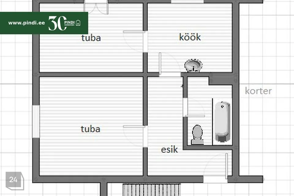 2-toaline Korter  -  Lüganuse vald, Kiviõli linn - foto 2