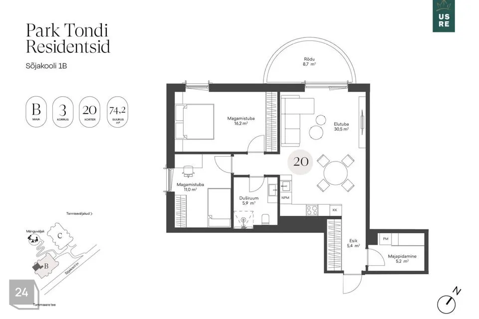 3-toaline Korter  -  Tallinn, Kristiine linnaosa - foto 2
