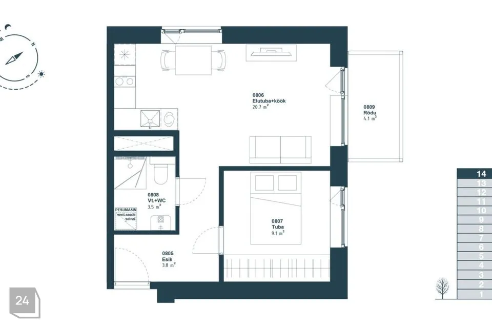 2-toaline Korter  -  Tallinn, Haabersti linnaosa - foto 2