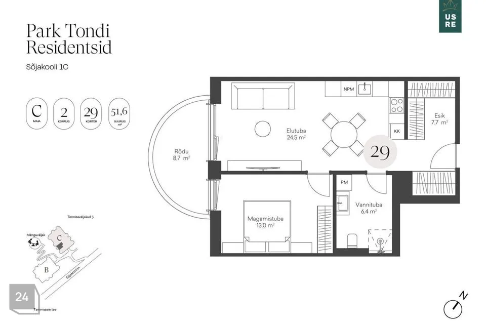 2-toaline Korter  -  Tallinn, Kristiine linnaosa - foto 2
