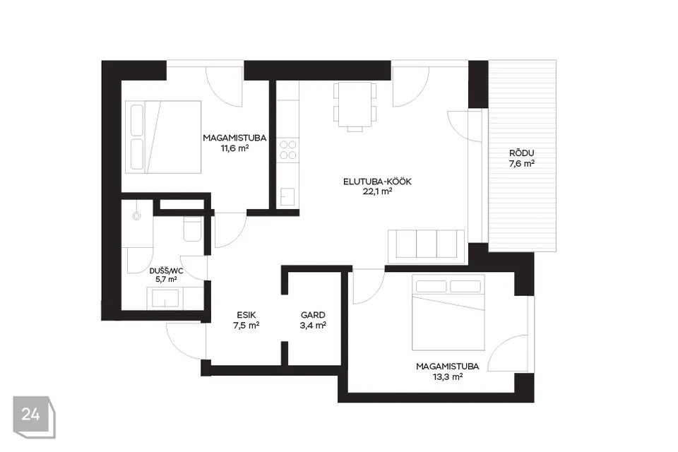 3-toaline Korter  -  Tori vald, Sauga alevik - foto 3
