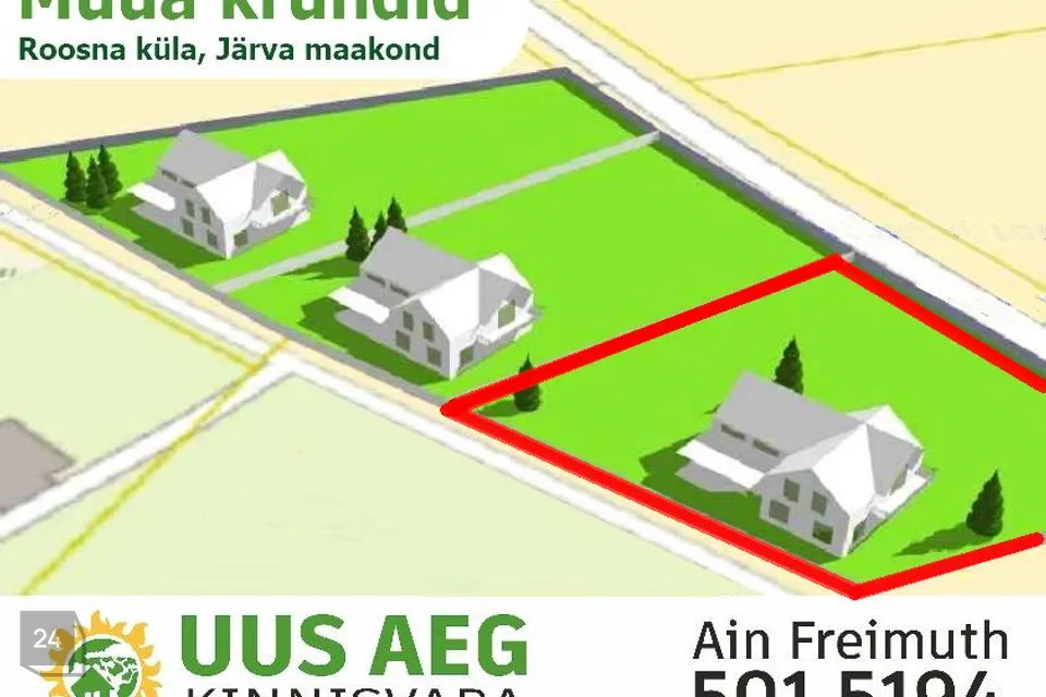 Elamumaa, 2146 m² Maa  -  Järva vald, Roosna küla - foto 3