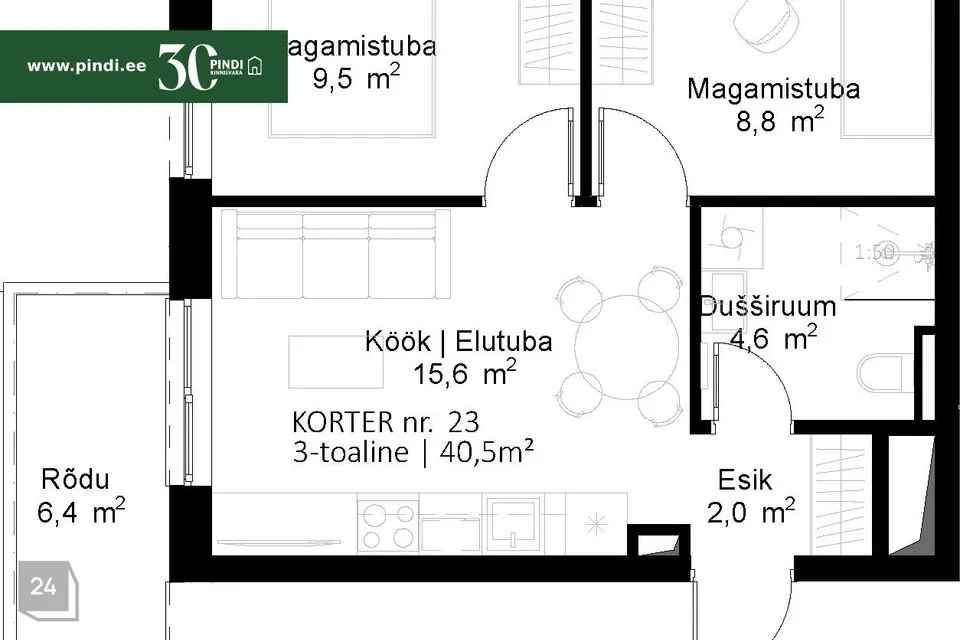 2-toaline Korter - Tartu vald, Raadi alev - foto 5
