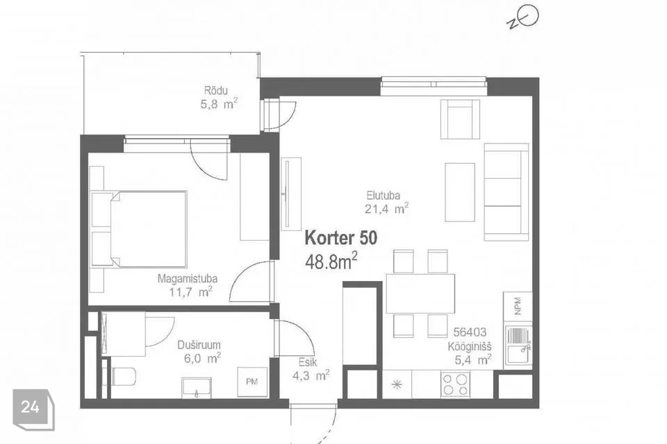 2-room apartment in Tallinn, Kesklinna linnaosa - photo 2