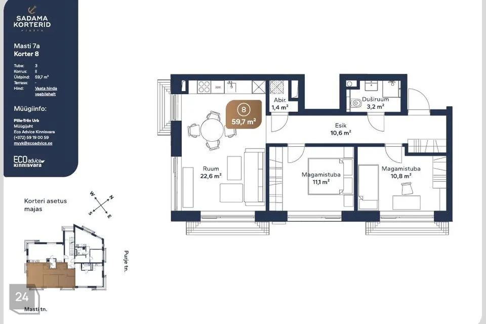 3-toaline Korter  -  Tallinn, Pirita linnaosa - foto 5