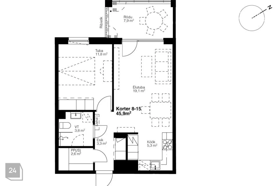 2-room apartment in Tartu vald, Raadi alev - photo 3