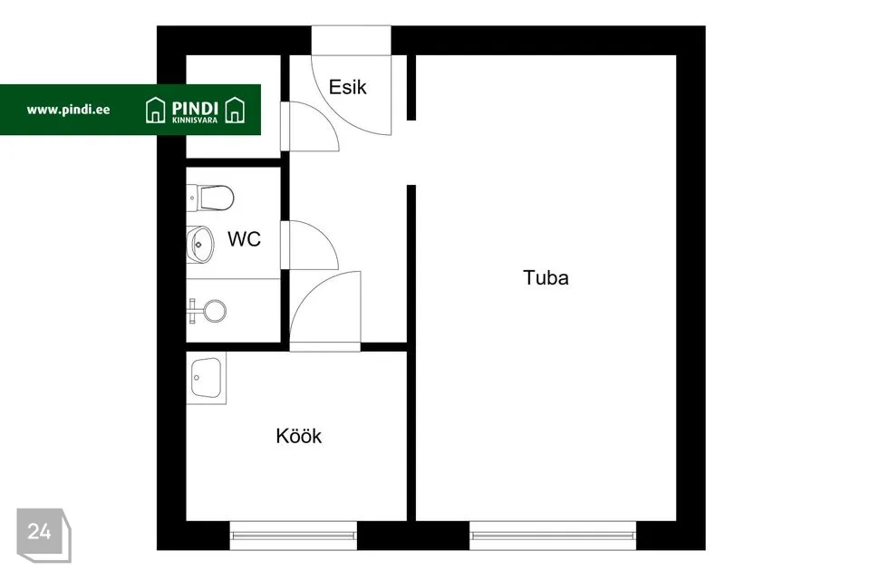 1-toaline Korter  -  Pärnu linn, Pärnu linn - foto 3