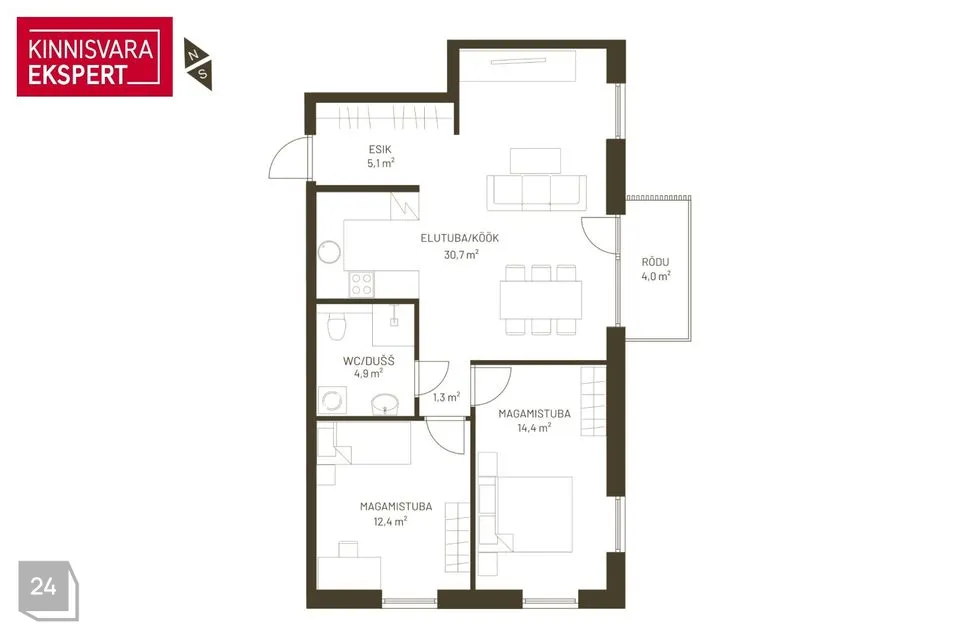 3-toaline Korter - Pärnu linn, Pärnu linn - foto 2