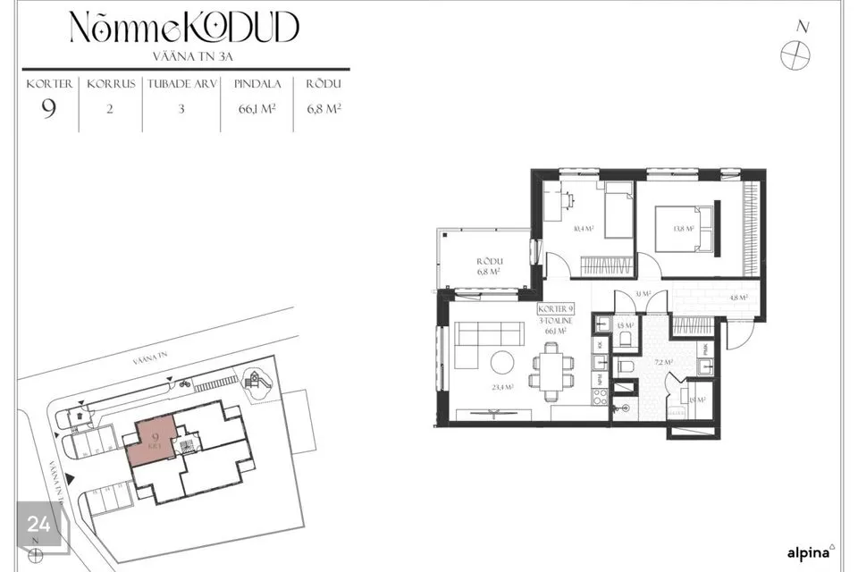 3-toaline Korter  -  Tallinn, Nõmme linnaosa - foto 2