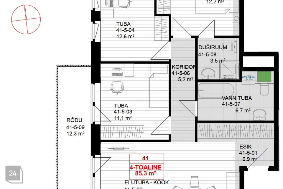 4-room apartment in Tallinn, Haabersti linnaosa
