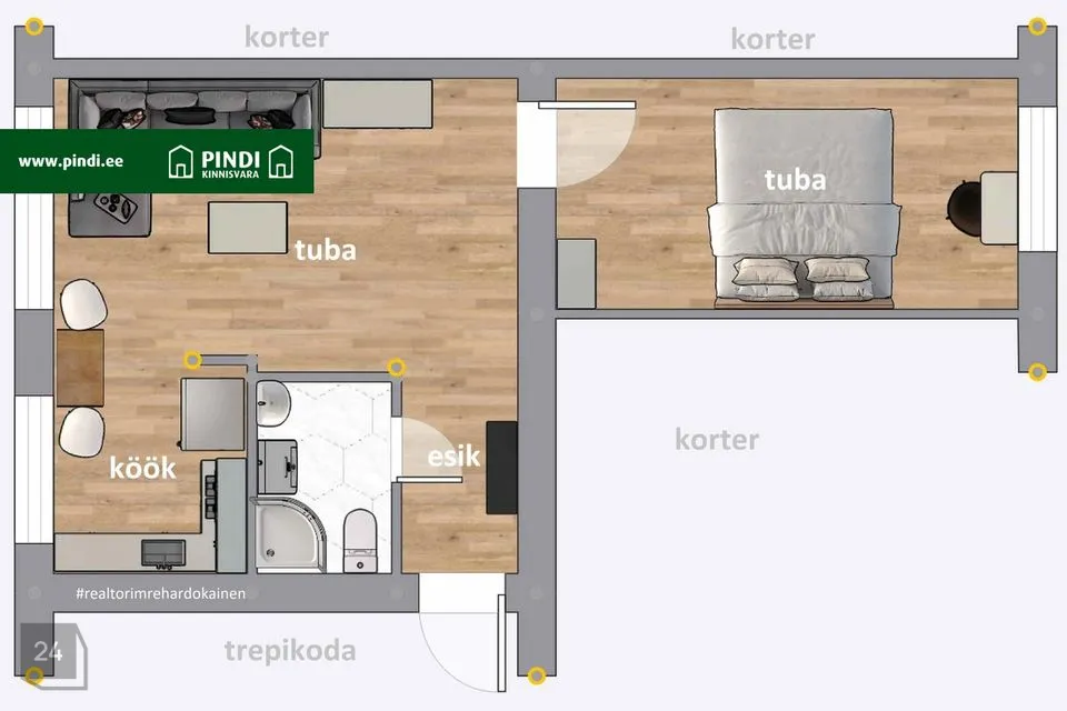 2-toaline Korter - Kohtla-Järve linn, Järve linnaosa - foto 3