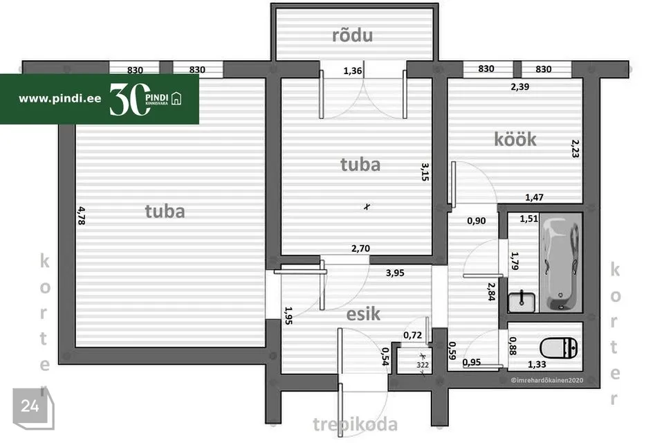 2-toaline Korter - Kohtla-Järve linn, Järve linnaosa - foto 3
