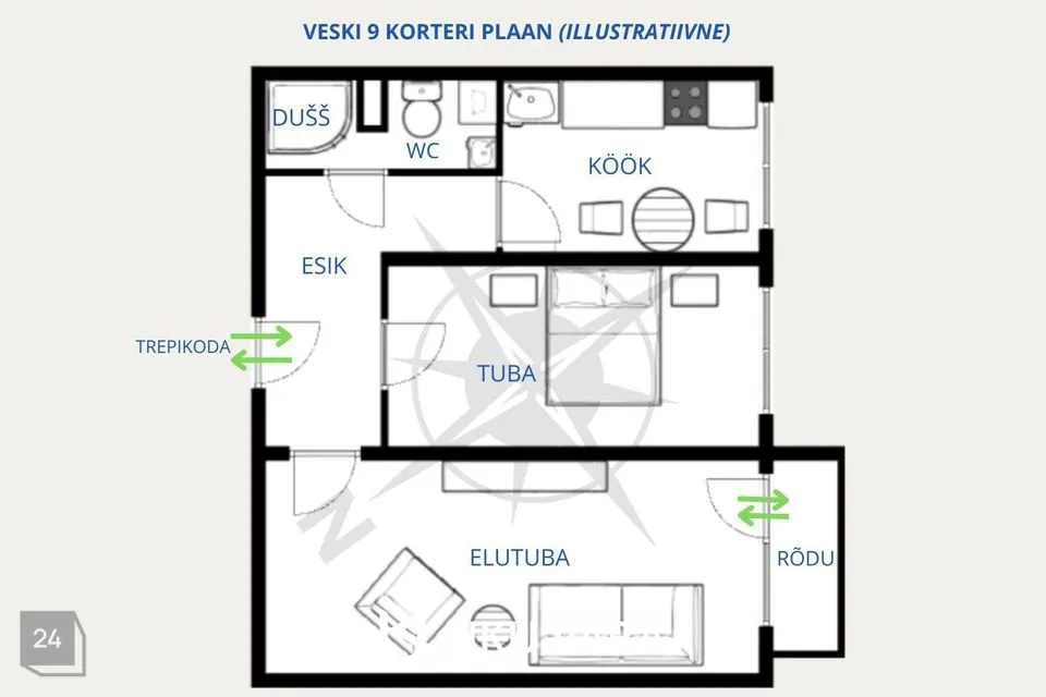 2-комнатная Квартира в Põhja-Sakala vald, Võhma linn - фото 2