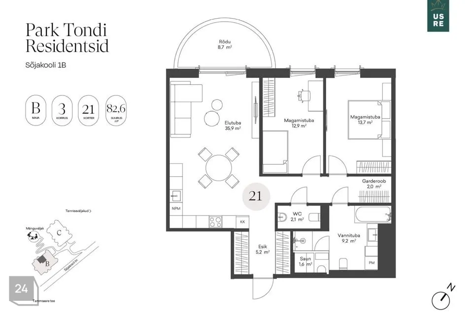 3-toaline Korter - Tallinn, Kristiine linnaosa - foto 2