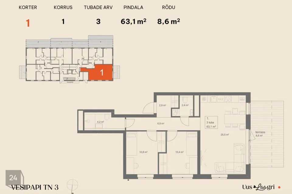 3-room apartment in Saue vald, Laagri alevik - photo 2