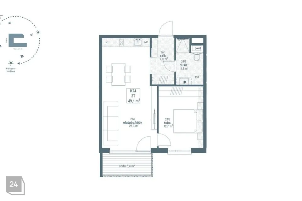 2-toaline Korter - Tallinn, Kristiine linnaosa - foto 2