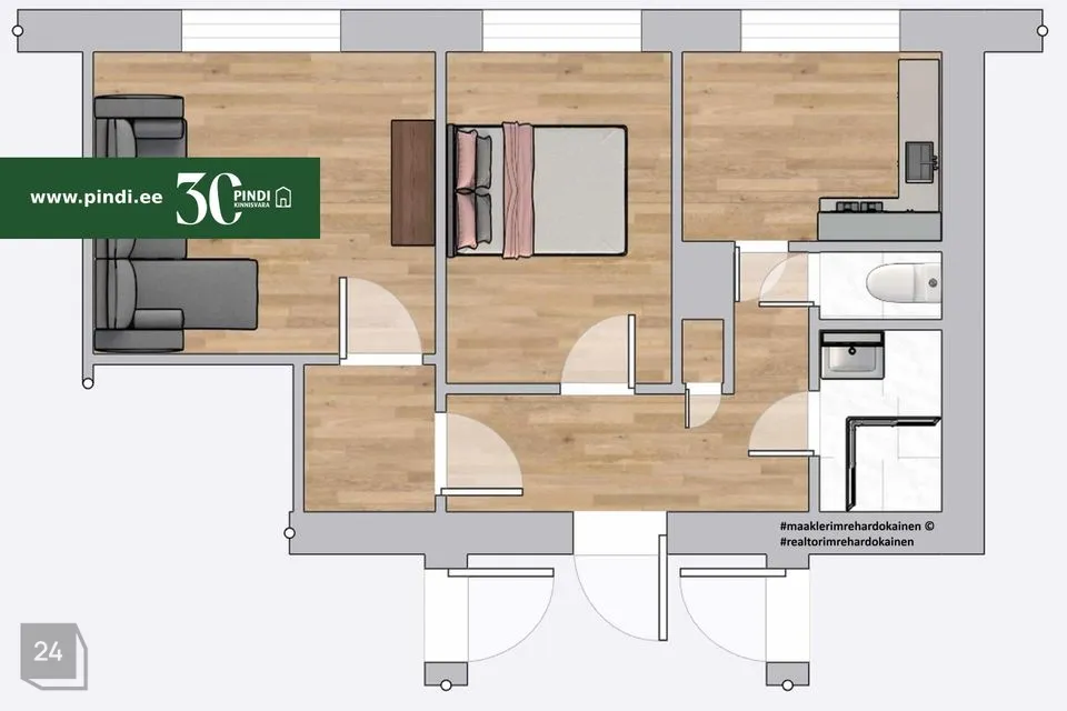 2-toaline Korter - Jõhvi vald, Jõhvi linn - foto 3