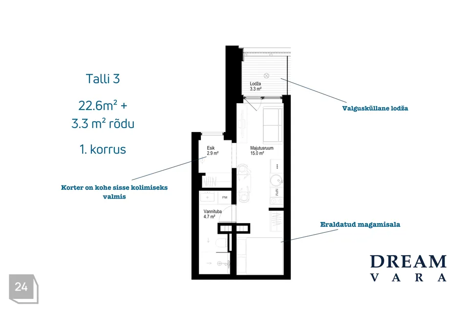 1-toaline Korter - Tallinn, Kristiine linnaosa - foto 3