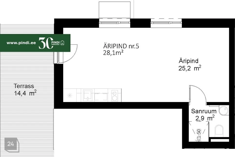 1-room apartment in Tartu vald, Raadi alev - photo 3