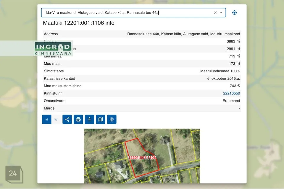 Maatulundusmaa, 3883 m² Maa  -  Alutaguse vald, Katase küla - foto 5