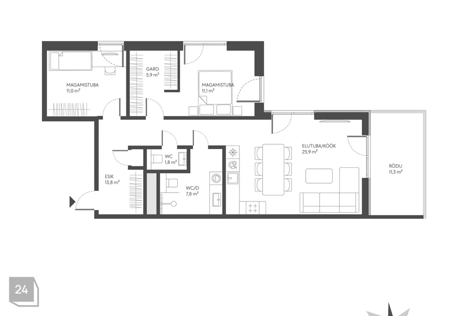 3-toaline Korter - Tallinn, Haabersti linnaosa - foto 3