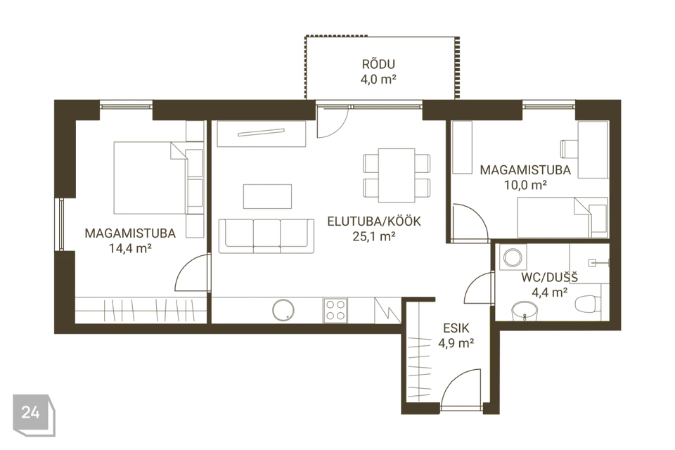 3-toaline Korter - Pärnu linn, Pärnu linn - foto 2