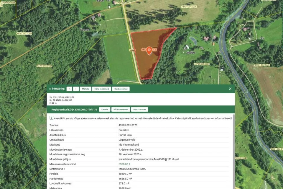 Maatulundusmaa, 18609 m² Maa  -  Lüganuse vald, Purtse küla - foto 3