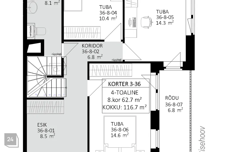 4-toaline Korter  -  Tallinn, Haabersti linnaosa