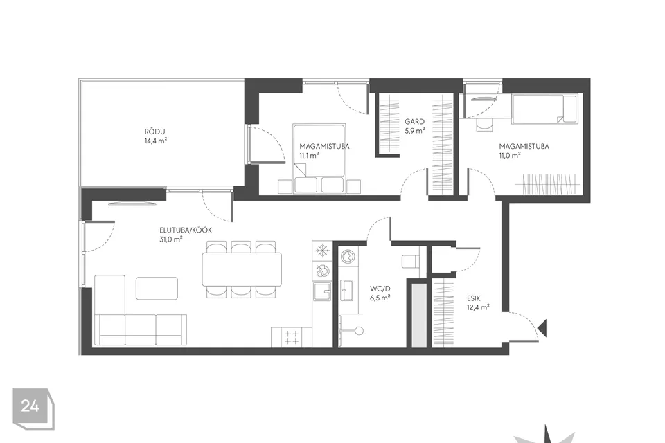 3-toaline Korter  -  Tallinn, Haabersti linnaosa - foto 2