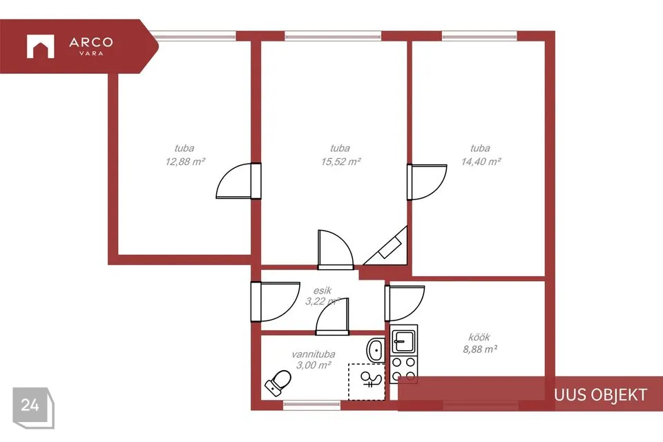 3-toaline Korter - Jõgeva vald, Kuremaa alevik - foto 4