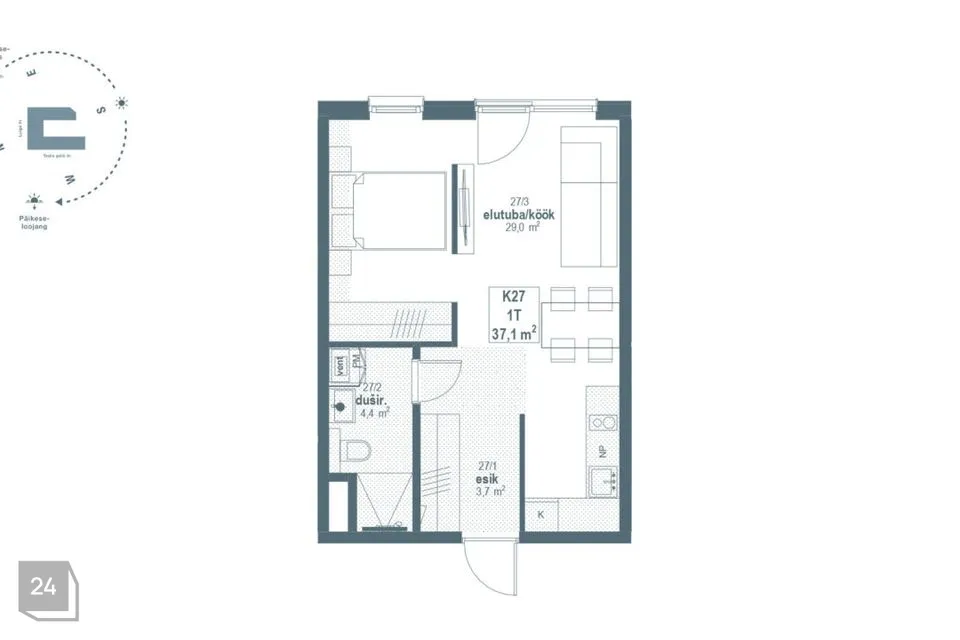 2-toaline Korter  -  Tallinn, Kristiine linnaosa - foto 4