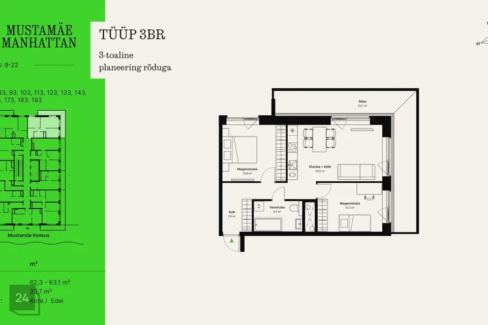 3-toaline Korter  -  Tallinn, Mustamäe linnaosa - foto 2