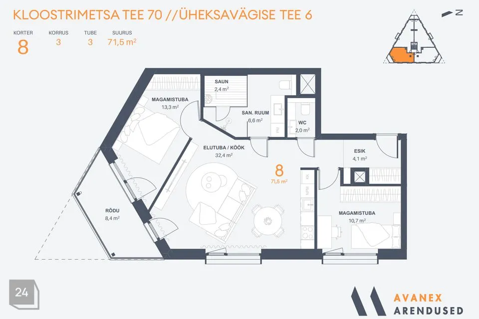 3-toaline Korter - Tallinn, Pirita linnaosa - foto 3