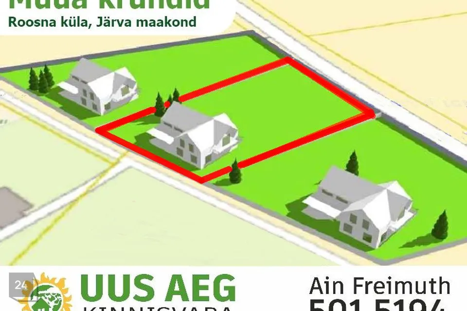 Земля жилой застройки, 2161 m² участок в Järva vald, Roosna küla