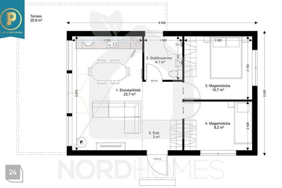 3-toaline Maja  -  Haapsalu linn, Saanika küla - foto 3