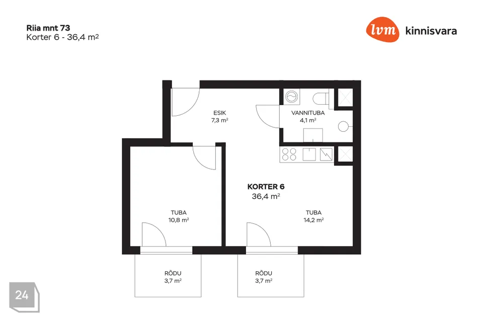 2-toaline Korter - Pärnu linn, Pärnu linn - foto 4