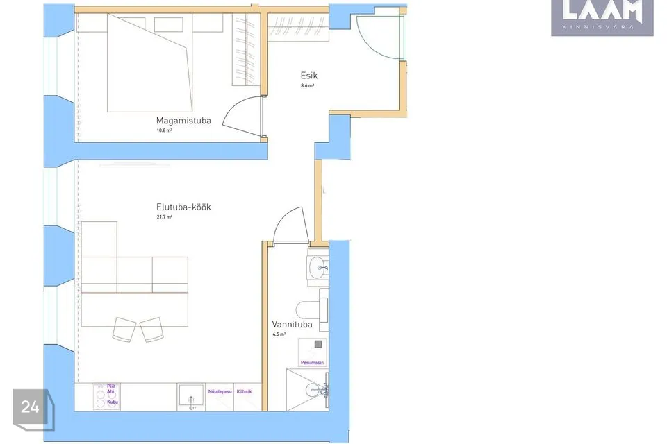 2-toaline Korter - Pärnu linn, Pärnu linn - foto 2