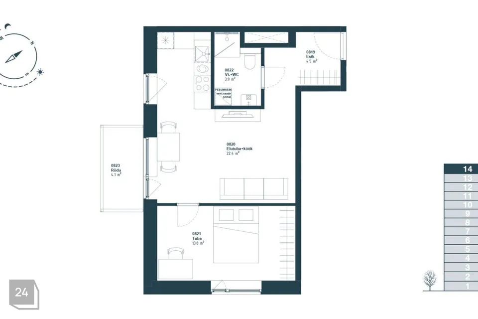 2-toaline Korter  -  Tallinn, Haabersti linnaosa - foto 2