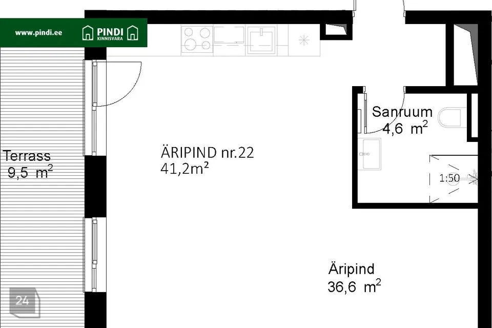 Mitme sihtotstarbega, 41 m² Äripind  -  Tartu vald, Raadi alev - foto 3