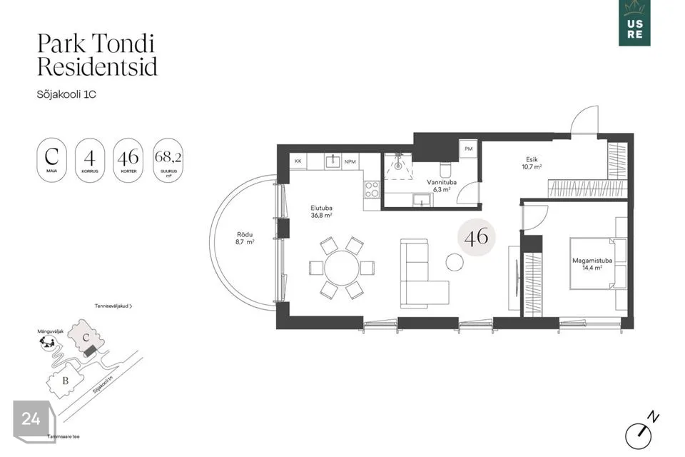 2-toaline Korter  -  Tallinn, Kristiine linnaosa - foto 2