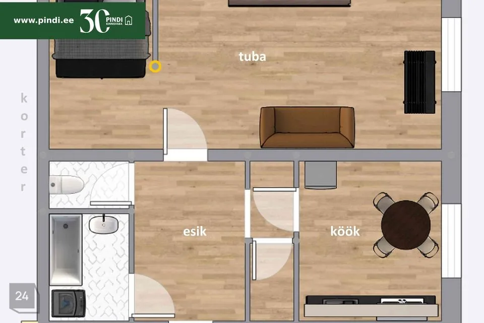 1-toaline Korter - Kohtla-Järve linn, Järve linnaosa - foto 3