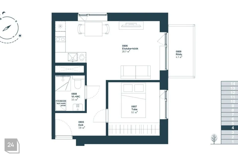 2-toaline Korter  -  Tallinn, Haabersti linnaosa - foto 2