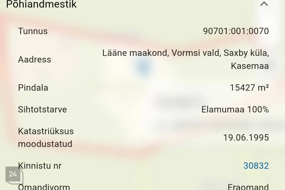 Земля жилой застройки, 15427 m² участок в Vormsi vald, Saxby küla - фото 2