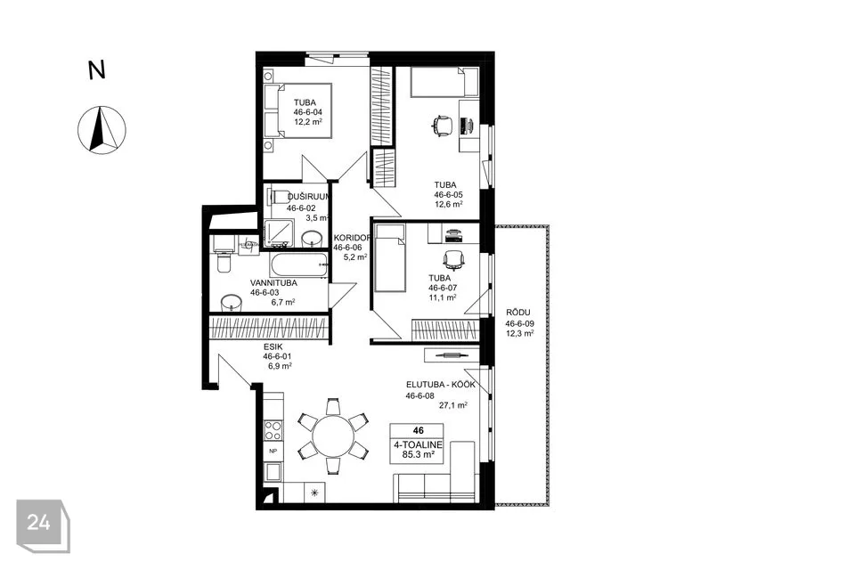 4-toaline Korter  -  Tallinn, Haabersti linnaosa