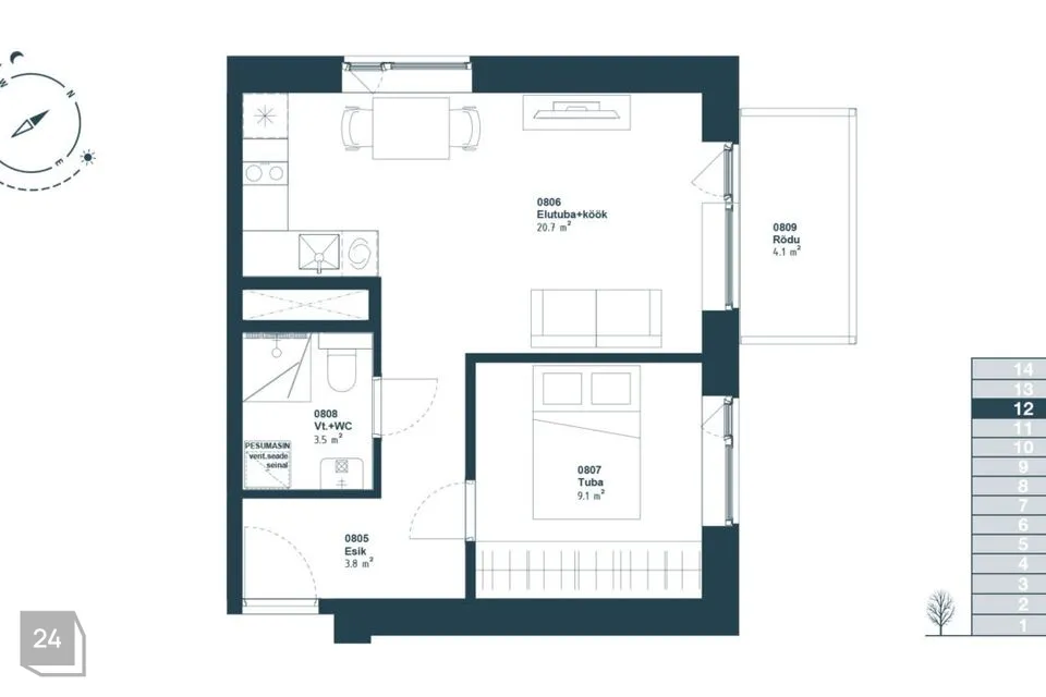 2-toaline Korter  -  Tallinn, Haabersti linnaosa - foto 2