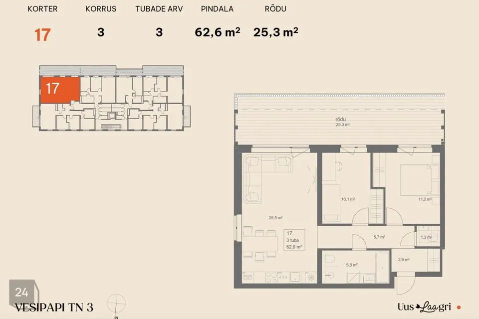 3-toaline Korter  -  Saue vald, Laagri alevik - foto 2