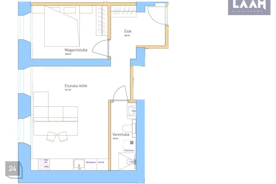 2-toaline Korter  -  Pärnu linn, Pärnu linn - foto 2