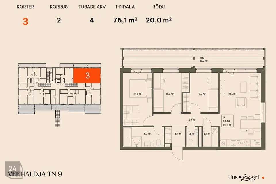 4-toaline Korter  -  Saue vald, Laagri alevik - foto 2
