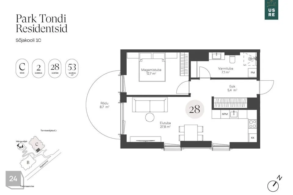 2-toaline Korter  -  Tallinn, Kristiine linnaosa - foto 3
