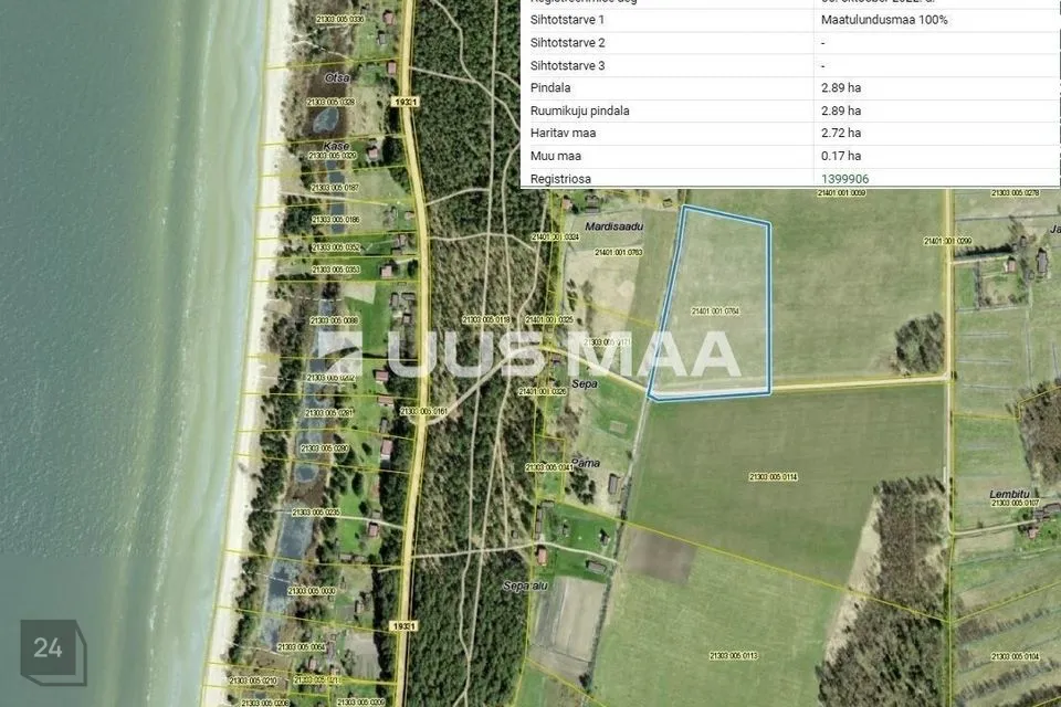 Maatulundusmaa, 28900 m² Maa  -  Häädemeeste vald, Treimani küla